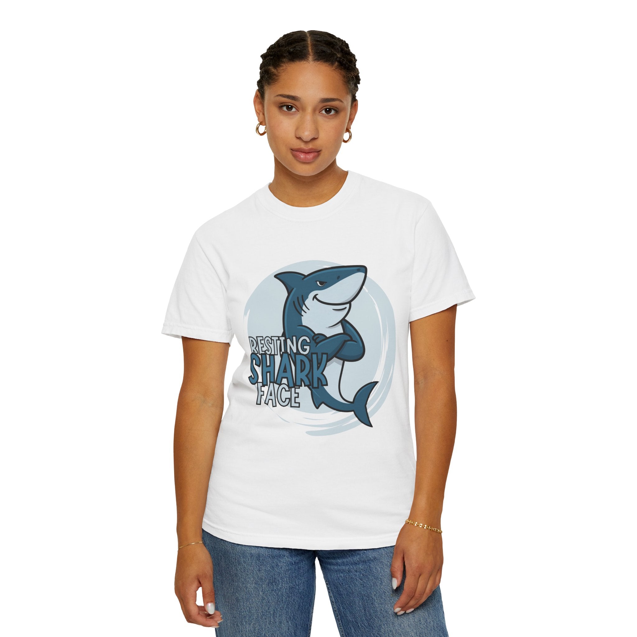 Resting Shark Face Shirt — Funny Ocean Lover Tee, Beach Gift for Women & Men