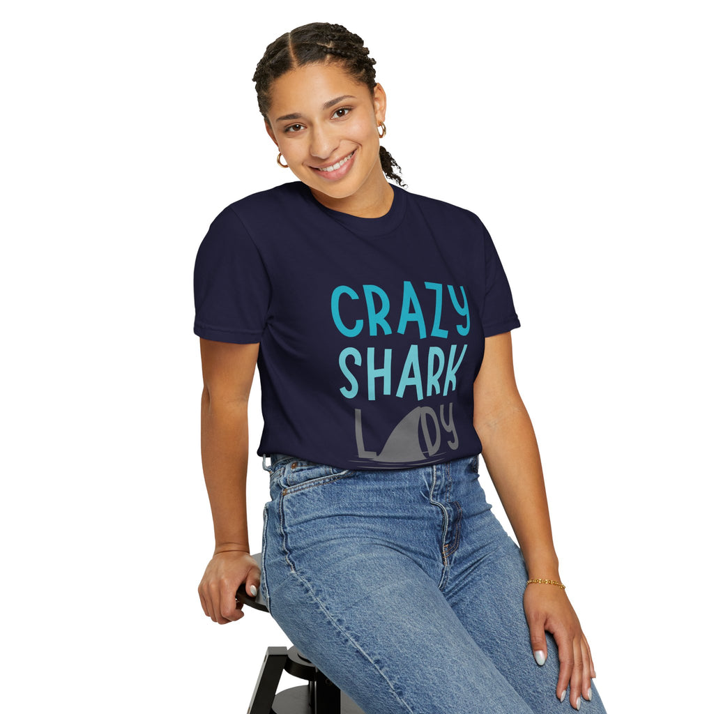 Crazy Shark Lady Shirt — Funny Ocean Lover Tee, Beach Gift for Shark Obsessed Women