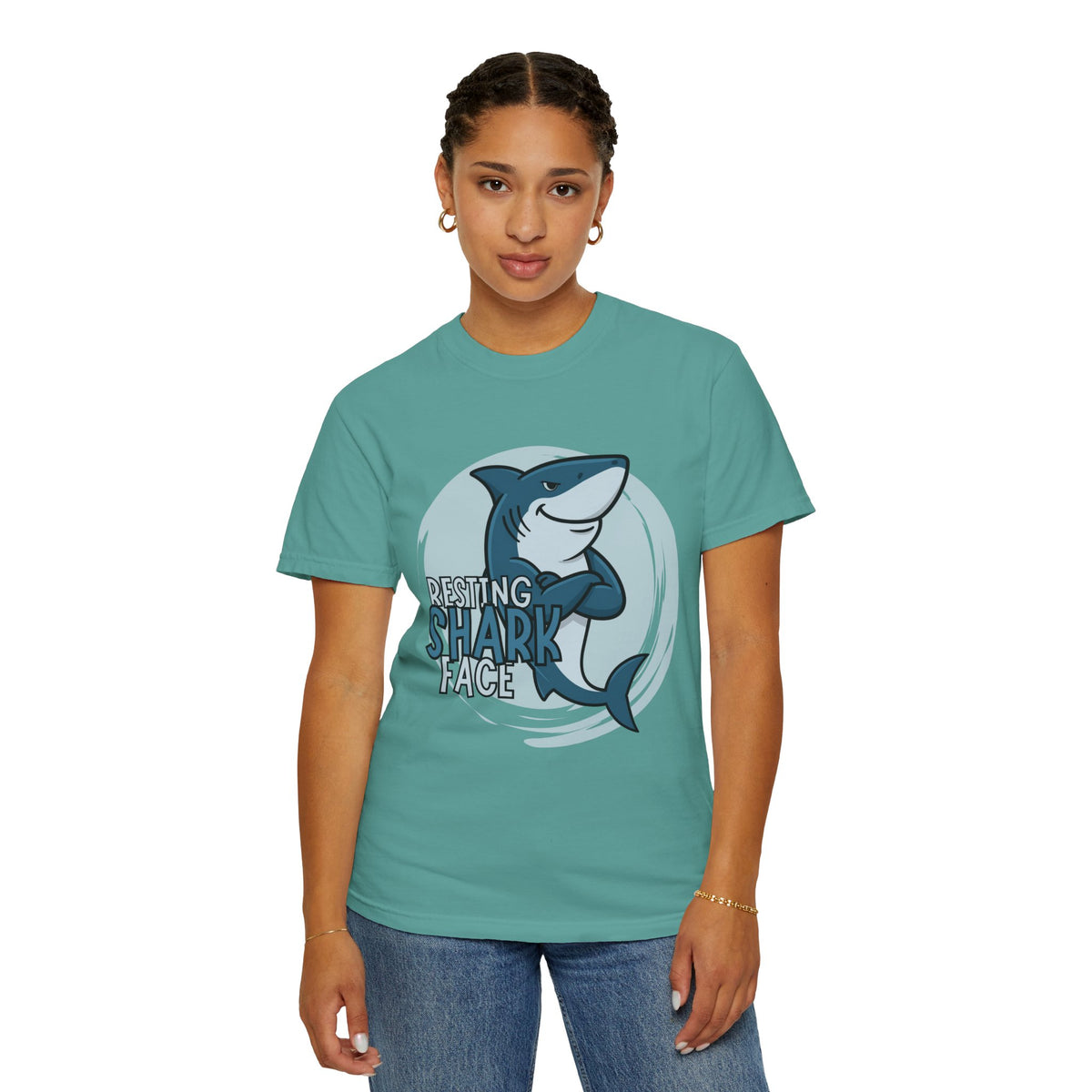Resting Shark Face Shirt — Funny Ocean Lover Tee, Beach Gift for Women & Men