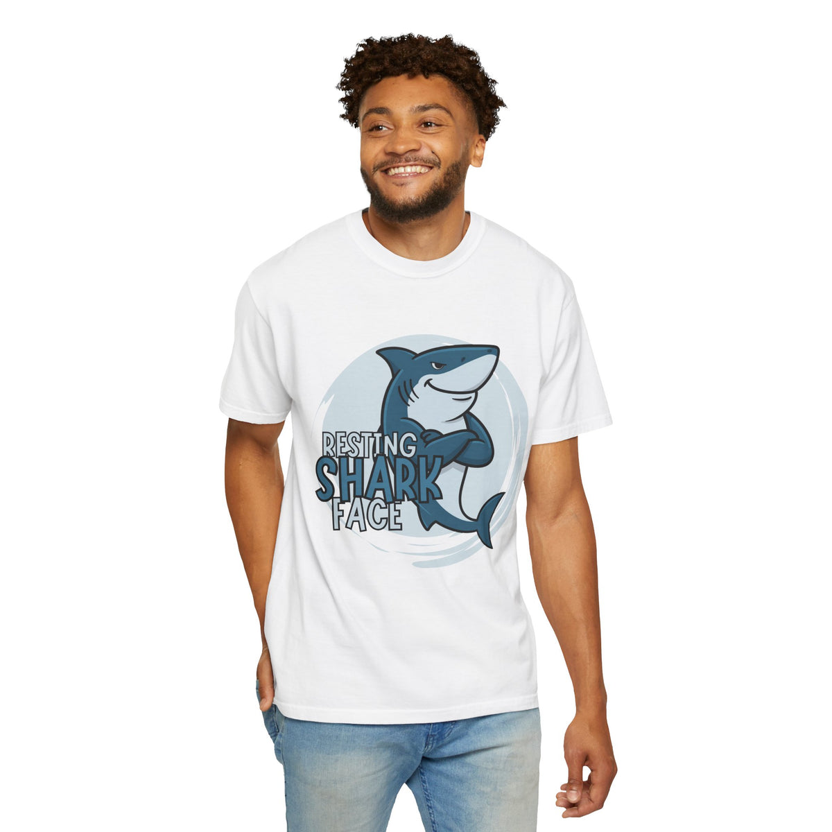 Resting Shark Face Shirt — Funny Ocean Lover Tee, Beach Gift for Women & Men