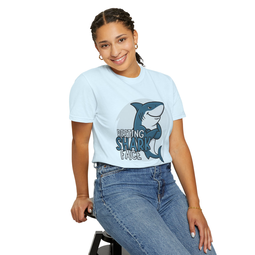 Resting Shark Face Shirt — Funny Ocean Lover Tee, Beach Gift for Women & Men