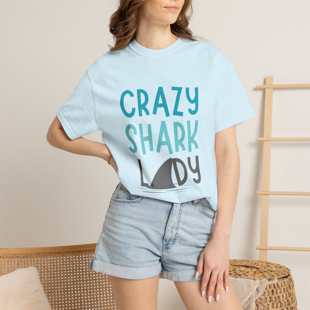 Crazy Shark Lady Shirt — Funny Ocean Lover Tee, Beach Gift for Shark Obsessed Women